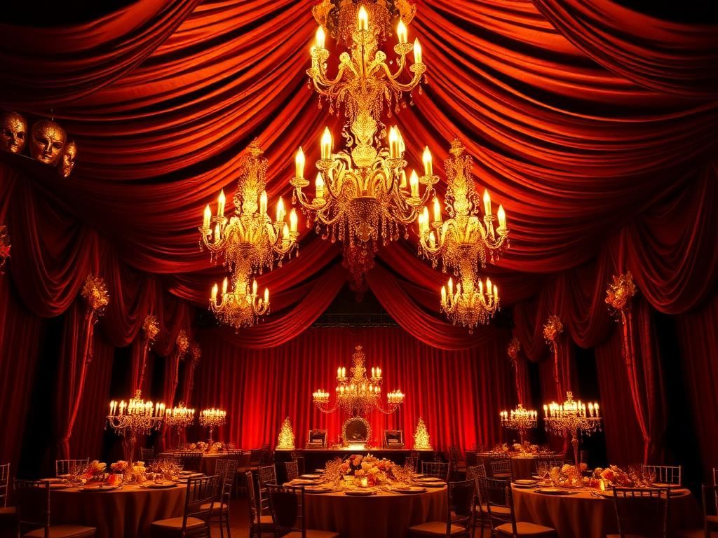 Opulent masquerade ball setting